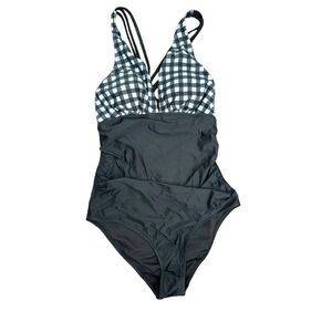 CUPSHE Black V Neck One Piece Sexy Back Swimsuit Size Small